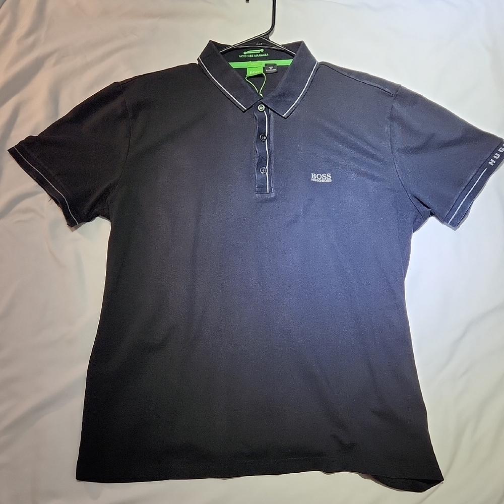 Boss Black Polo Shirt with Contrasting Collar